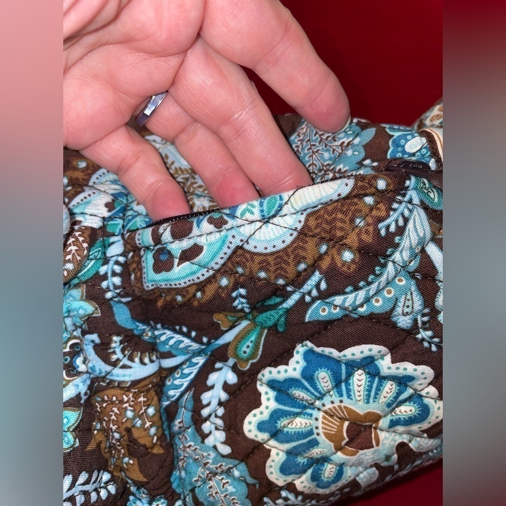 NWOT VERA BRADLEY BOHO RETIRED NON-ZIP JAVA BLUE/CHOCOLATE PAISLEY SMALL… - Picture 12 of 16